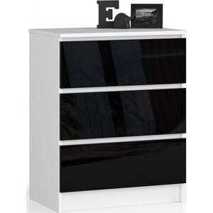 Fabryka Mebli Akord KOMODA K 60 cm 3 SZUFLADY AKRYL CZARNY WYSOKI POŁYSK