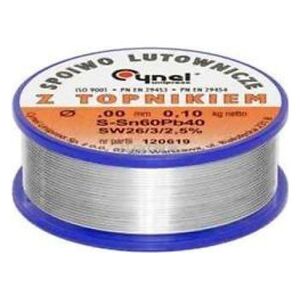 Cynel Cyna lutownicza spoiwo lutownicze topnikiem 1mm 100g SN60PB40 SN60PB40