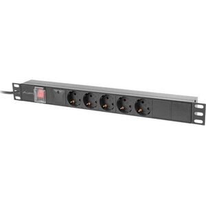 lanberg Listwa zasilająca rack PDU 19 cali 1U 16A 5xschuko 2m czarna