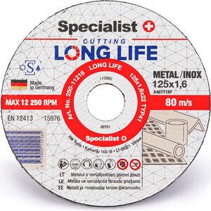 Specialist+ SPECIALIST+ μεταλλικός δίσκος LONG LIFE, 125x1,6x22 mm 14401384 4773005112165