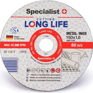 Specialist+ SPECIALIST+ μεταλλικός δίσκος LONG LIFE, 150x1,6x22 mm 14401394 4773005115166