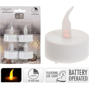 Affek Design ZESTAW 4 ŚWIECZEK TEA LIGHT LED TIMER BIAŁY