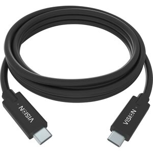 Vision VISION Professional εγκατάσταση USB-C-Kabel - 30 JAHRE GARANTIE - USB 3.2 Gen 1 5 Gbps - unterstutzt 3-A-Ladestrom - USB-C 3.2 (M) zu USB-C 3.2 (M) - Aussendurchmesser -24 mm. 30 AWG - 2 m - Schwarz 13354335 5808558000009