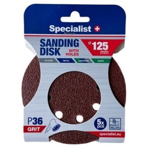 Specialist+ SPECIALIST+ χαρτί λείανσης με τρύπες P36, 125 mm, 5 τεμ. 14417810 4779052491529