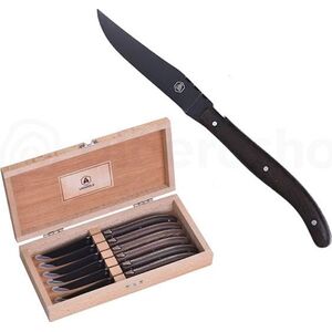 Laguiole Tradition Laguiole Steakmesser-Set 6 tlg. Schwarze Klinge/Wengegriff 13672662 3661075259518