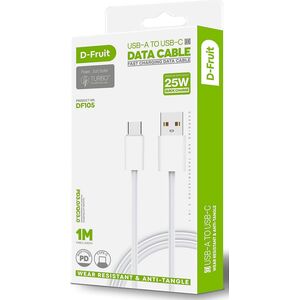 D-Fruit cable USB-A - USB-C 1m, white (DF105)