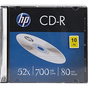 HP HP CD-R, CRE00085-3, 69310, 10-pack, 700MB, 52x, 80min., 12cm, bez możliwości nadruku, slim case, do archiwizacji danych