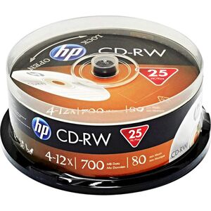 HP HP CD-RW, CWE00019-3, 69313, 25-pack, 700MB, 4-12x, 80min., 12cm, bez możliwości nadruku, cake box, do archiwizacji danych