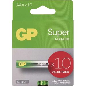 GP Bateria alkaliczna, AAA (LR03), AAA, 1.5V, GP, blistr, 10-pack, SUPER