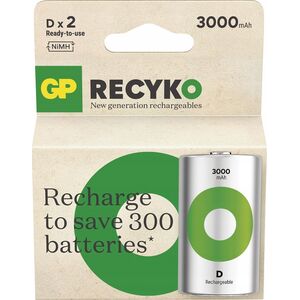 Akumulatorki, D (HR20), 1.2V, 3000 mAh, GP, kartonik, 2-pack, ReCyko