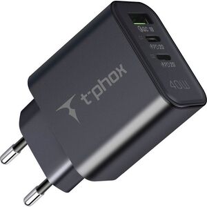 Φορτιστής T-Phox ΔΙΚΤΥΟ T-PHOX FLEXI 40W 2xUSB-C/USB BLACK 14126613 6974670443983