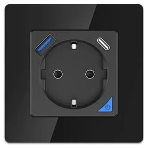 ExtraLink Extralink Smart Life Σετ επιτοίχιας πρίζας Pro | Έξυπνη υποδοχή + σετ πλαισίων | Χρώμα Μαύρο, 230V, 1x USB A, 1x USB C, WiFi 14215037 5906168635748