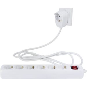 REV REV Multiple Socket Outlet white 6+1-fold 2m Powersplit + switch