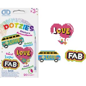 DIAMOND DOTZ Σετ δημιουργικότητας DIAMOND DOTS ζωγραφική με διαμάντια LOVE, 3 αυτοκόλλητα, DTZ12.012 14252605 4897073245805