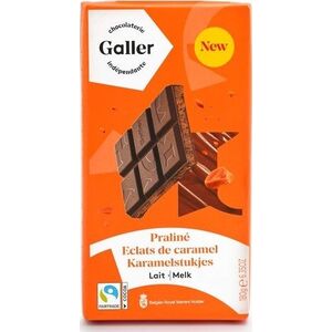 Milk chocolate tablet with praline filling and caramel chips Galler Lait Praline Eclats de Caramel, 180 g