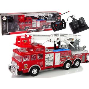 Zdalnie Sterowana Straż Pożarna Pedał Gazu Hamulec Pilot Dźwięk LEAN Toys