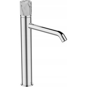 Washbasin faucet INVENA GABRO PLUS, high, chrome, with marble handle