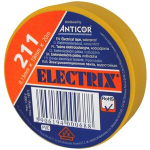 Anticor Taśma elektroizolacyjna PCW żółta 19mm 20m