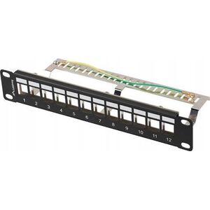 PATCH PANEL PUSTY 12 PORT 1U 10" FTP Z ORGANIZEREM DO MODUŁÓW KEYSTONE CZARNY LANBERG