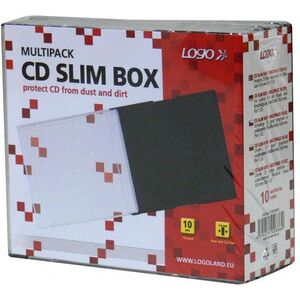 Logo Box na 1 szt. CD, przezroczysty, czarny tray, cienki, 5,2mm, 10-pack