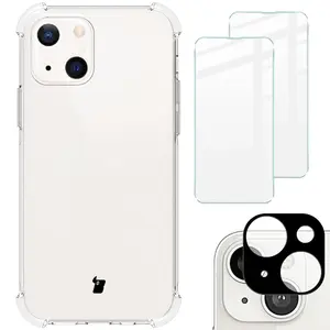 Bizon Case Clear Pack case + 2x screen glass + lens glass Apple iPhone 13 clear