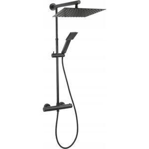 Shower system FERRO FRESCO SQUARE with thermostatic mixer, black