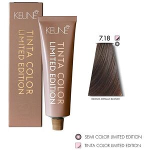 Keune Keune, Tinta Color Limited Edition, Μόνιμη Βαφή Μαλλιών, 7,18 Medium Metallic Blonde, 60 ml για γυναίκες 13321998 8719281036951