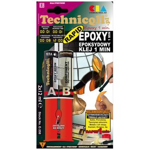Technicqll Klej epoksydowy bezbarwny 1 min 2x12ml (E-358)