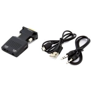 Adapter AV Apte HDMI - D-Sub (VGA) + Jack 3.5mm czarny (1267-uniw)