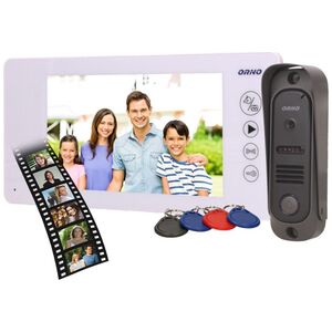 Orno Zestaw wideodomofonowy bezsłuchawkowy, kolor, 7" LCD, pin hole, pamięć, z czytnikiem breloków zbliżeniowych, biały, ARCUS RFID