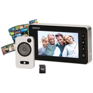Orno Elektroniczny wizjer do drzwi 4,7" z funkcją nagrywania na kartę Micro SD, czujnikiem ruchu i menu w 9 językach, bateryjny