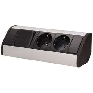 Orno Gniazdo meblowe 2x2P+Z z wyłącznikiem, schuko, czarno-srebrne