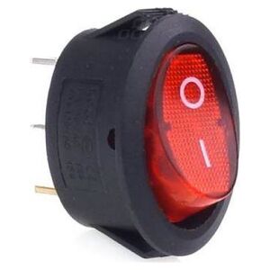 AMiO Włącznik czerwonym owalny 12V, 230V (z podświetleniem) BU01