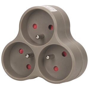 Orno Rozgałęźnik wtyczkowy 3-gniazda z/u szary OR-AE-13134/G