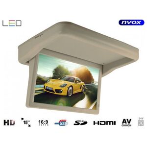 Nvox Monitor podwieszany podsufitowy automatycznie opuszczany LED HD 15cali HDMI USB SD Video-IN 24V.