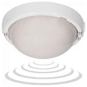 Orno 8080T/MAT-TRIO/MS/PL, oprawa oświetleniowa z mikrofalowym czujnikiem ruchu, 75W, E27, IP44, IK10, poliwęglan mleczny, dławice
