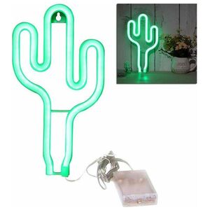 Lampa stołowa Aptel ZD79 LAMPA NEONOWA LED ŚCIENNA USB KAKTUS ZIELONA