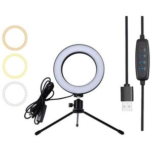 Lampa pierścieniowa Aptel  LED USB + Tripod barwa światła biała ZD67B
