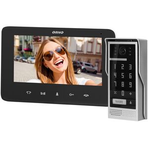 Orno Zestaw wideodomofonowy, bezsłuchawkowy, kolor, LCD 7", interkom, z szyfratorem, natynkowy, czarny, SCUTI
