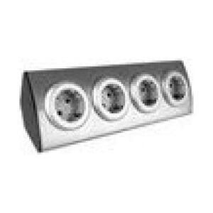 Orno Gniazdo meblowe kuchenne 4x2P+Z (Schuko), montaż na rzepy, INOX