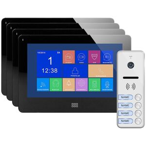 Orno Zestaw wideodomofonowy 4-rodzinny, bezsłuchawkowy kolor, LCD 7", dotykowy, menu OSD, pamięć, gniazdo na kartę SD, DVR, sterowanie bramą, czarny, FELIS MEMO MULTI4