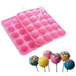 Aptel SILIKONOWA FORMA do Ciastek w Formie Lizaków Cake Pops x20 różowy AG893