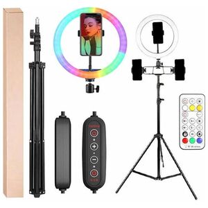 Lampa pierścieniowa Aptel LED RGB + Tripod + Pilot 210cm ZD67D