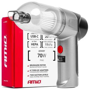 AMiO Odkurzacz samochodowy bezprzewodowy bezszczotkowy HEPA 70W 4000mAh AMIO-03693