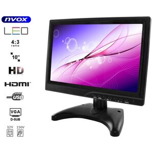 Nvox Monitor LED HD 10cali HDMI VGA USB AV BNC 12V 230V... (NVOX PC1018 HD)