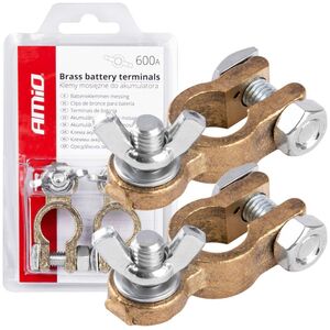 AMiO Klemy zaciski akumulatora mosiężne motyl 600a 2 szt. blister amio-02956
