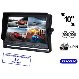 Nvox Monitor samochodowy lub wolnostojący LCD 10cali cali z obsługa do 4 kamer 4PIN 12V 24V... (NVOX