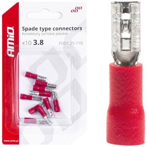 AMiO Konektory izolowane żeńskie płaskie 3.8mm 0.5-1.5mm2 10a 10 szt. amio-03060