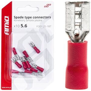 AMiO Konektory izolowane żeńskie płaskie 5.6mm 0.5-1.5mm2 10a 10 szt. amio-03061
