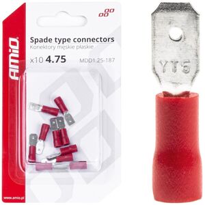 AMiO Konektory izolowane męskie płaskie 4.75mm 0.5-1.5mm2 10a 10 szt. amio-03065